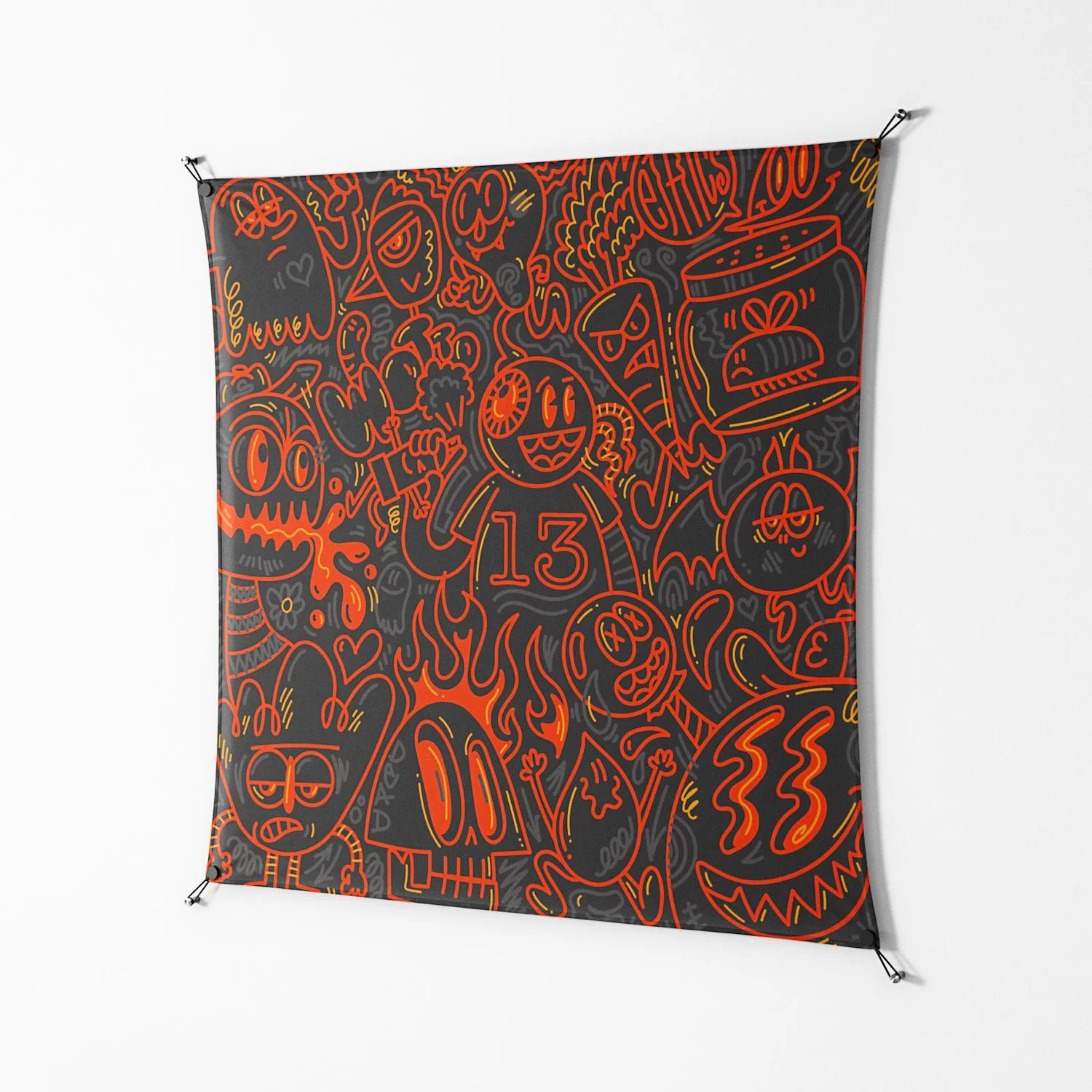 Wottosque Red - Work On Wall - Craig Watkins - Black - 140 x 140 cm - Image 2