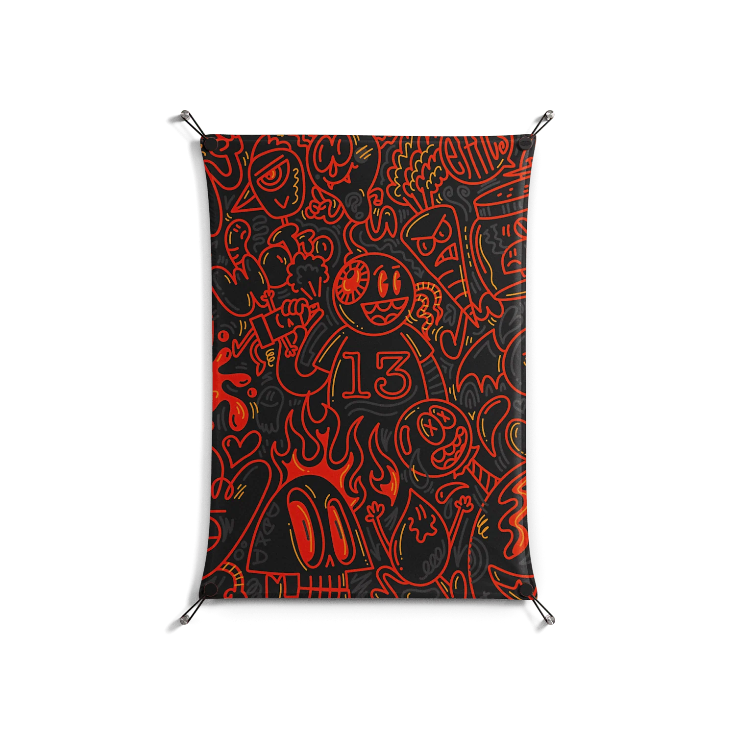 Wottosque Red - Work On Wall - Craig Watkins - Black - 70 x 100 cm