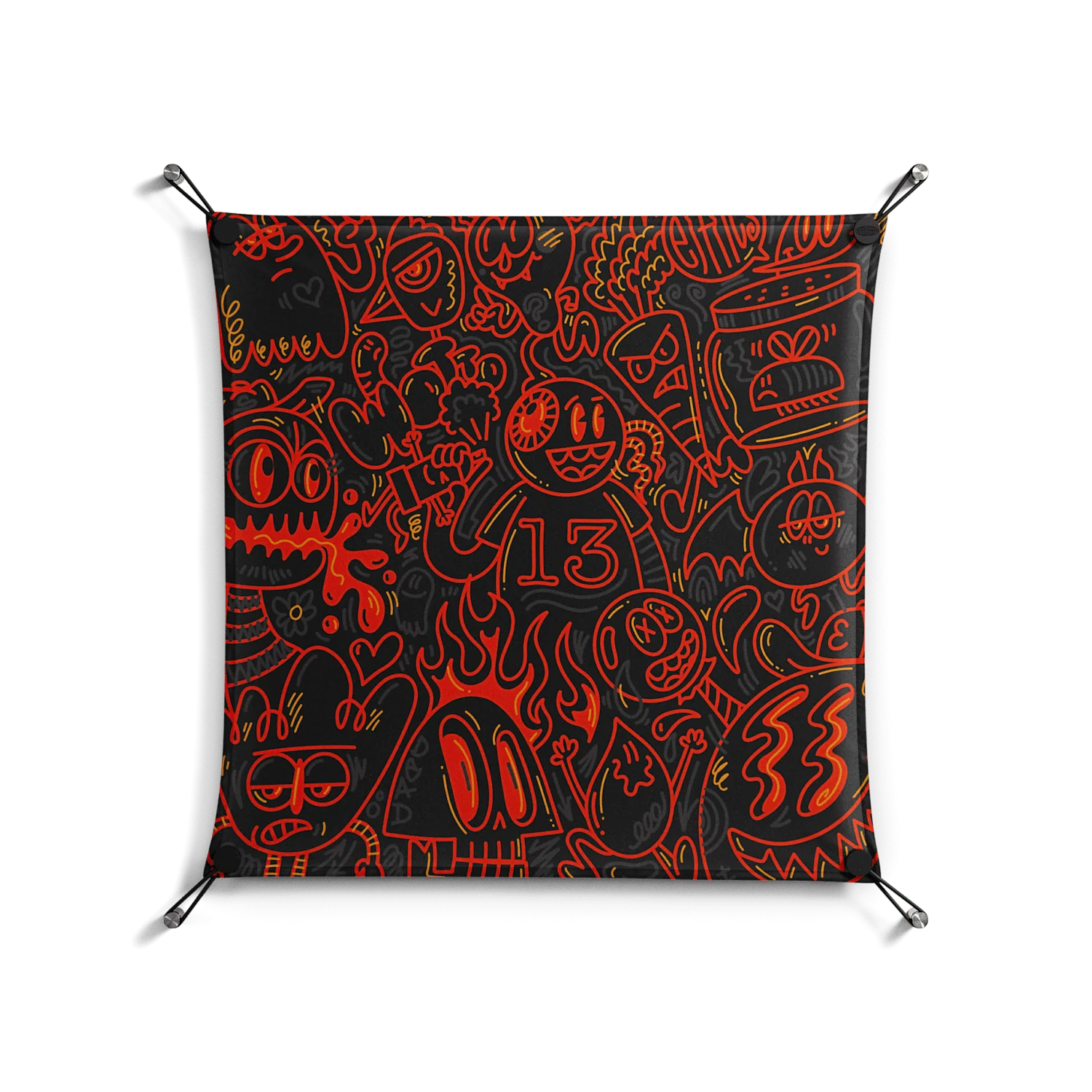 Wottosque Red - Work On Wall - Craig Watkins - Black - 70 x 70 cm