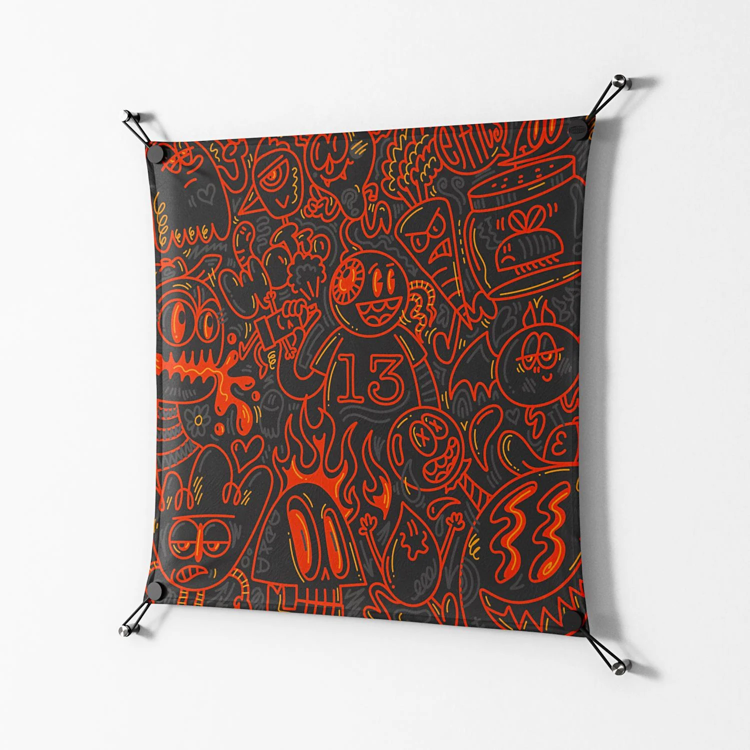 Wottosque Red - Work On Wall - Craig Watkins - Black - 70 x 70 cm - Image 2
