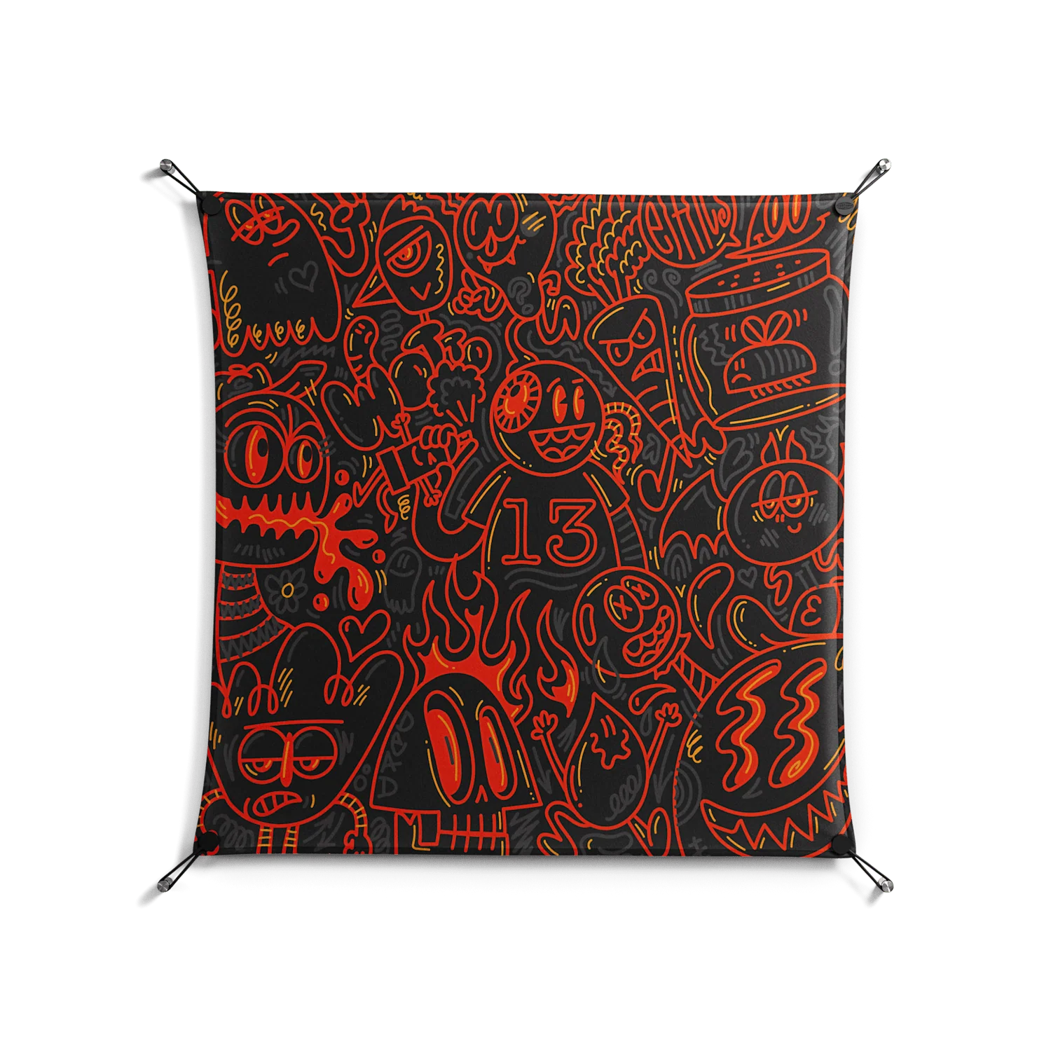 Wottosque Red - Work On Wall - Craig Watkins - Black - 90 x 90 cm