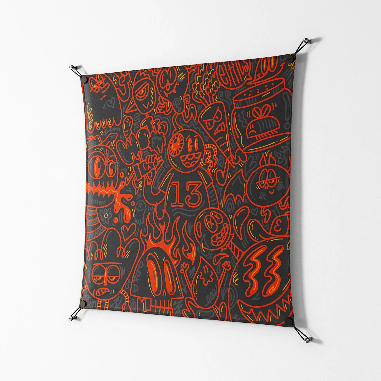 Wottosque Red - Work On Wall - Craig Watkins - Black - 90 x 90 cm - Image 2