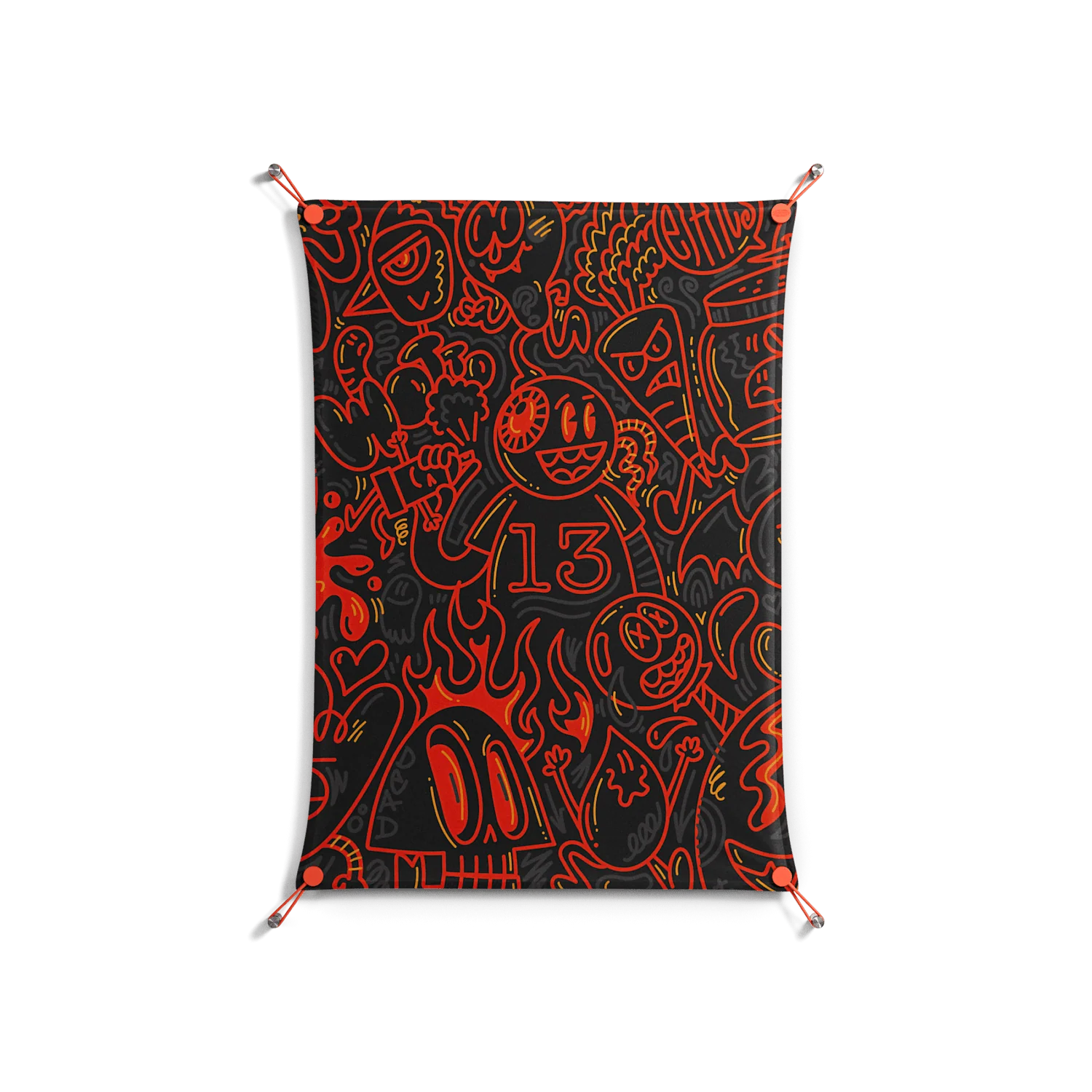 Wottosque Red - Work On Wall - Craig Watkins - Orange - 70 x 100 cm