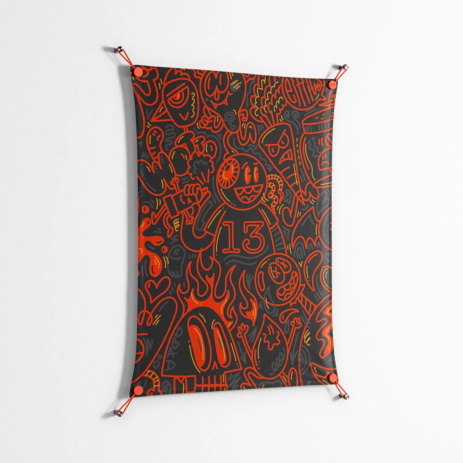 Wottosque Red - Work On Wall - Craig Watkins - Orange - 70 x 100 cm - Image 2