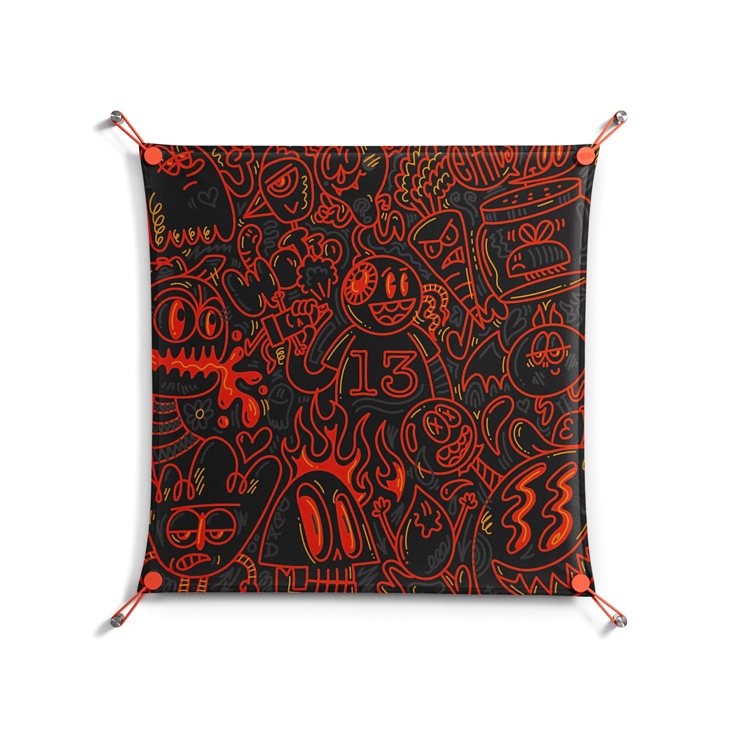 Wottosque Red - Work On Wall - Craig Watkins - Orange - 70 x 70 cm