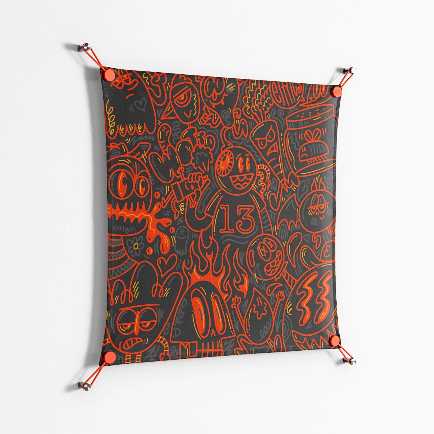 Wottosque Red - Work On Wall - Craig Watkins - Orange - 70 x 70 cm - Image 2