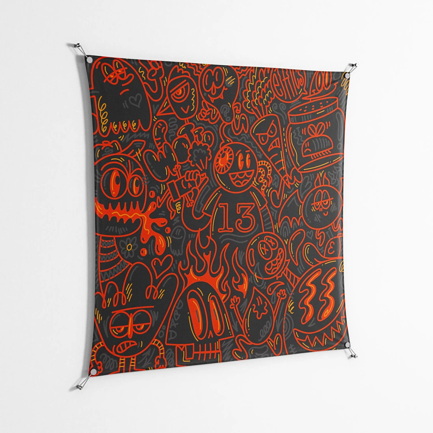 Wottosque Red - Work On Wall - Craig Watkins - Silver - 140 x 140 cm - Image 2