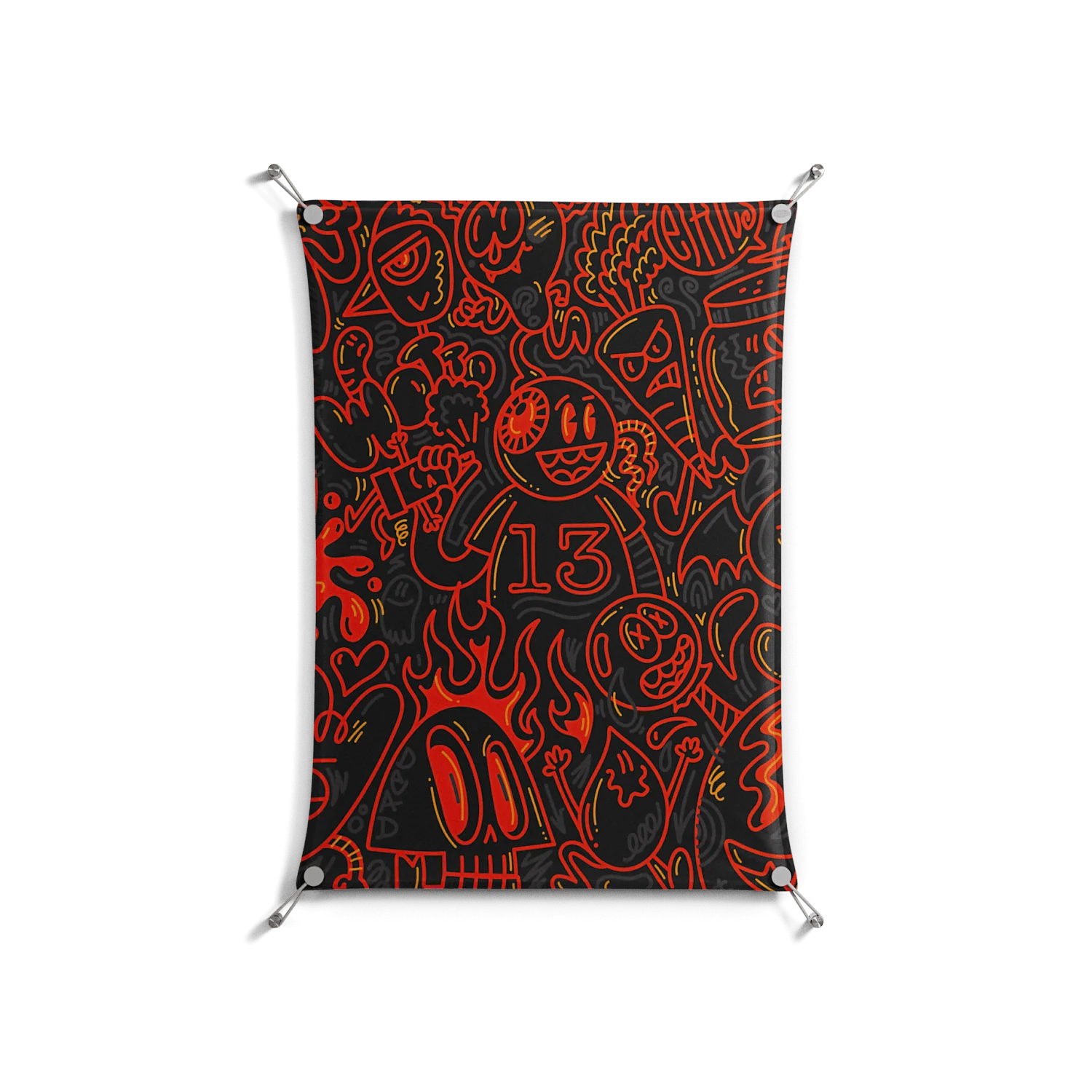 Wottosque Red - Work On Wall - Craig Watkins - Silver - 70 x 100 cm