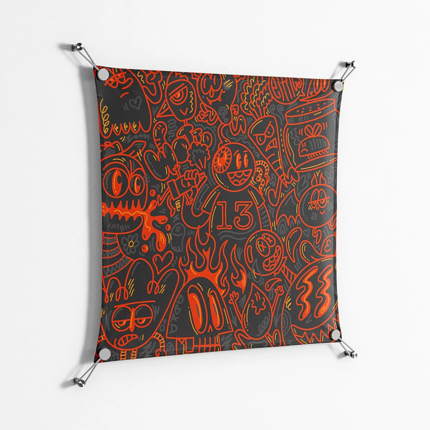 Wottosque Red - Work On Wall - Craig Watkins - Silver - 70 x 70 cm - Image 2