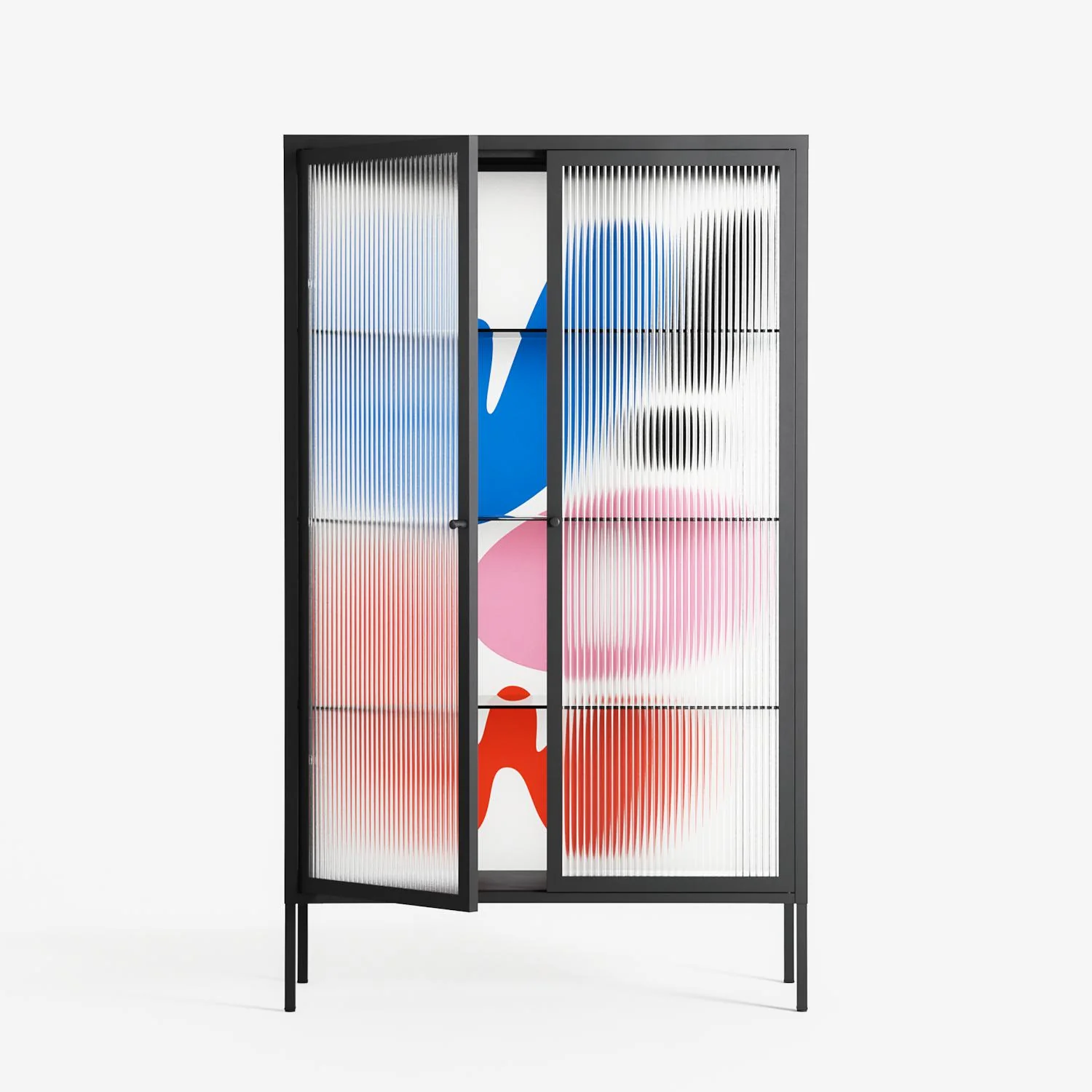 Wow - Cabinet - Vratislav Pecka - Antracite - Reeded glass - Image 2
