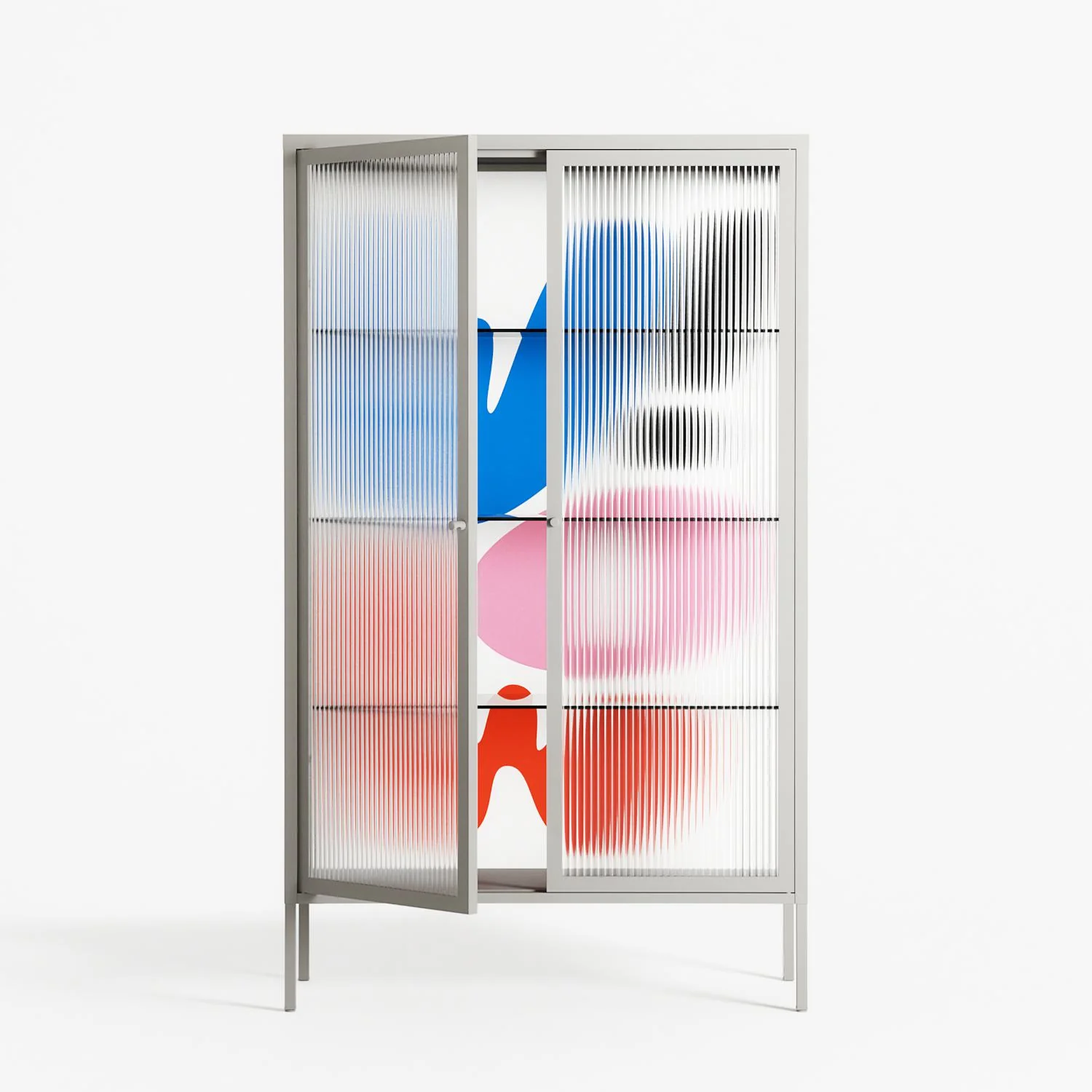 Wow - Cabinet - Vratislav Pecka - Chalk - Reeded glass - Image 2