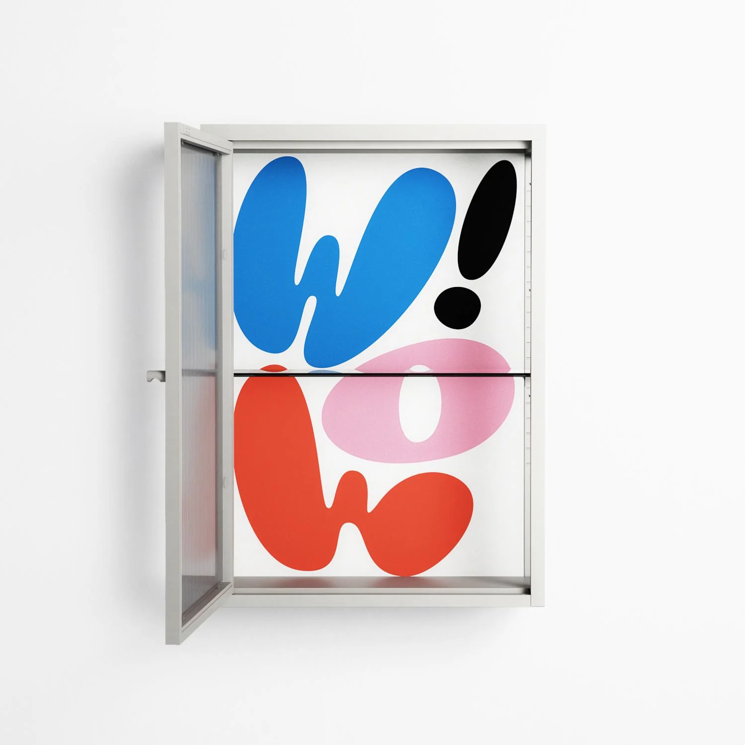 Wow - Wall Cabinet - Vratislav Pecka - Chalk - Reeded glass - Image 3