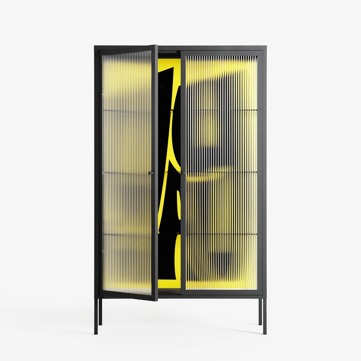 Yay - Cabinet - Vratislav Pecka - Antracite - Reeded glass - Image 2