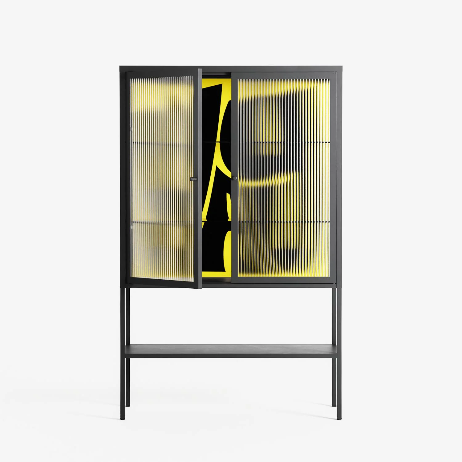 Yay - Loft Cabinet - Vratislav Pecka - Antracite - Reeded glass - Image 2