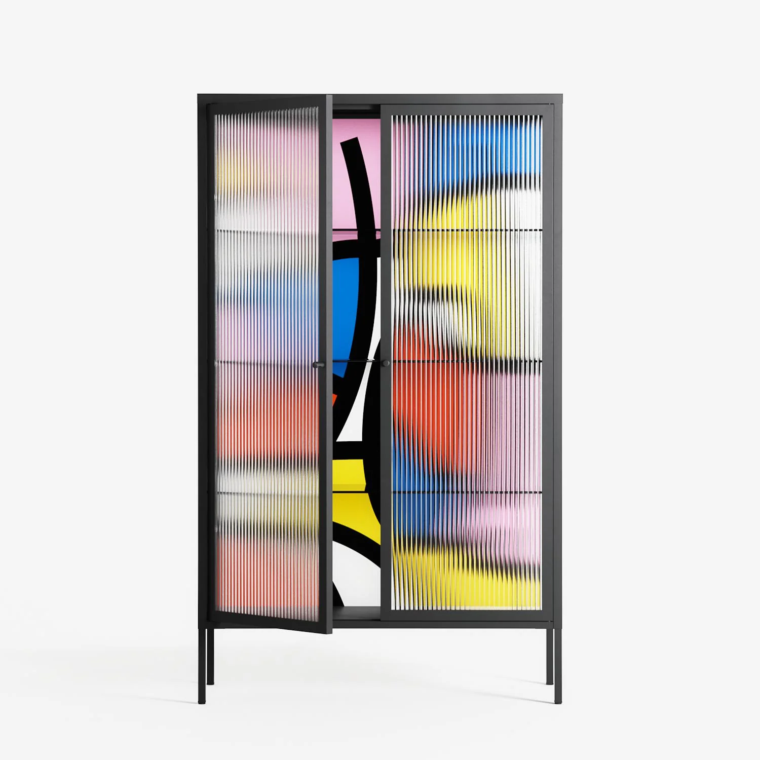 Yo - Cabinet - Vratislav Pecka - Antracite - Reeded glass - Image 2