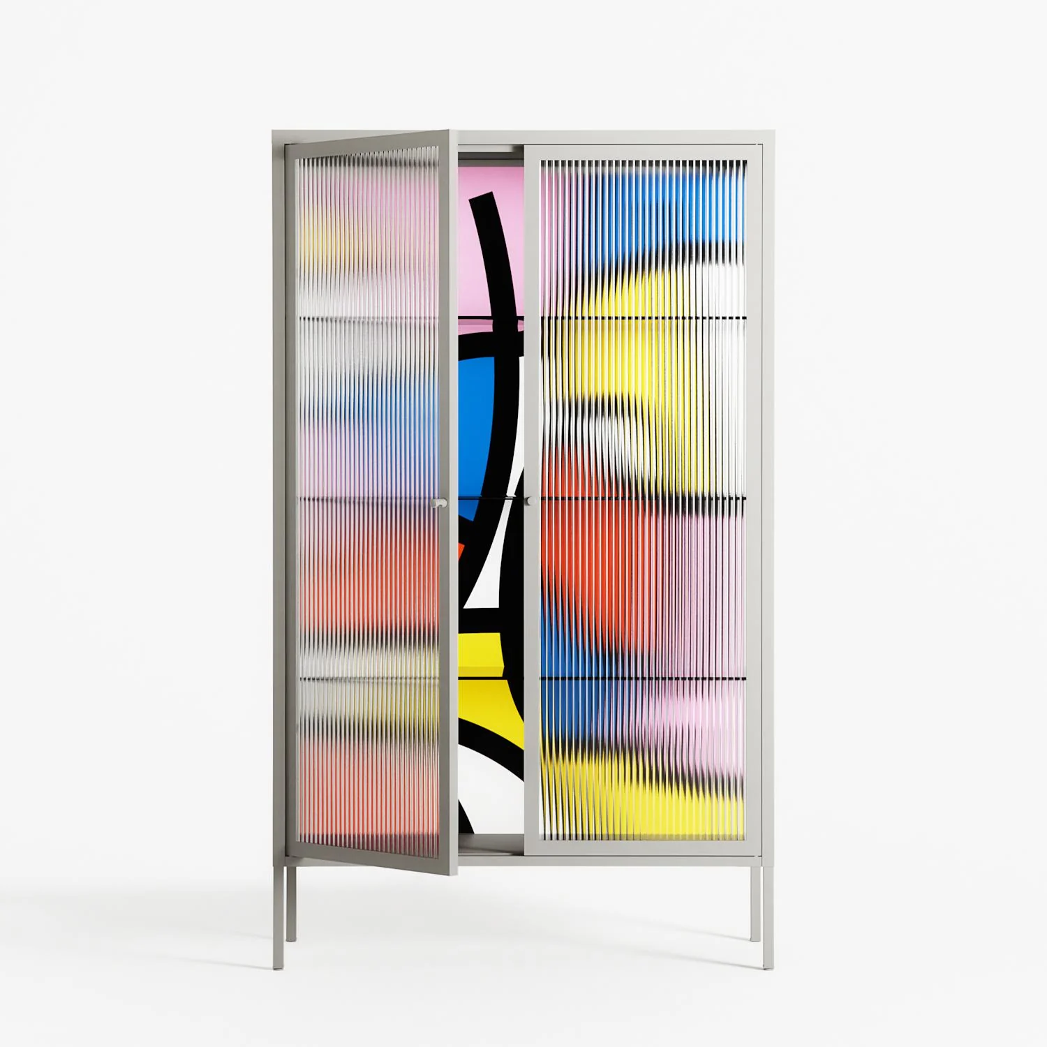 Yo - Cabinet - Vratislav Pecka - Chalk - Reeded glass - Image 2