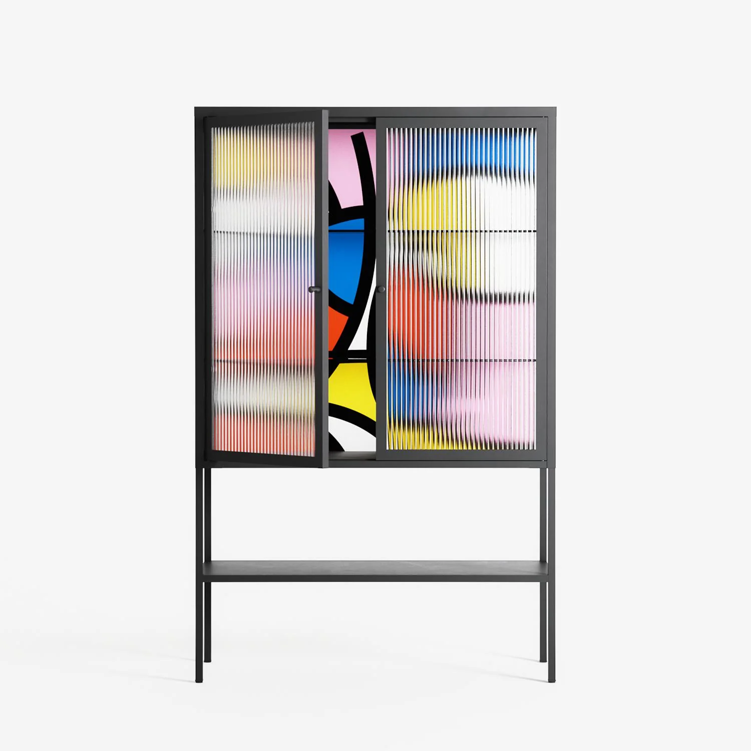 Yo - Loft Cabinet - Vratislav Pecka - Antracite - Reeded glass - Image 2