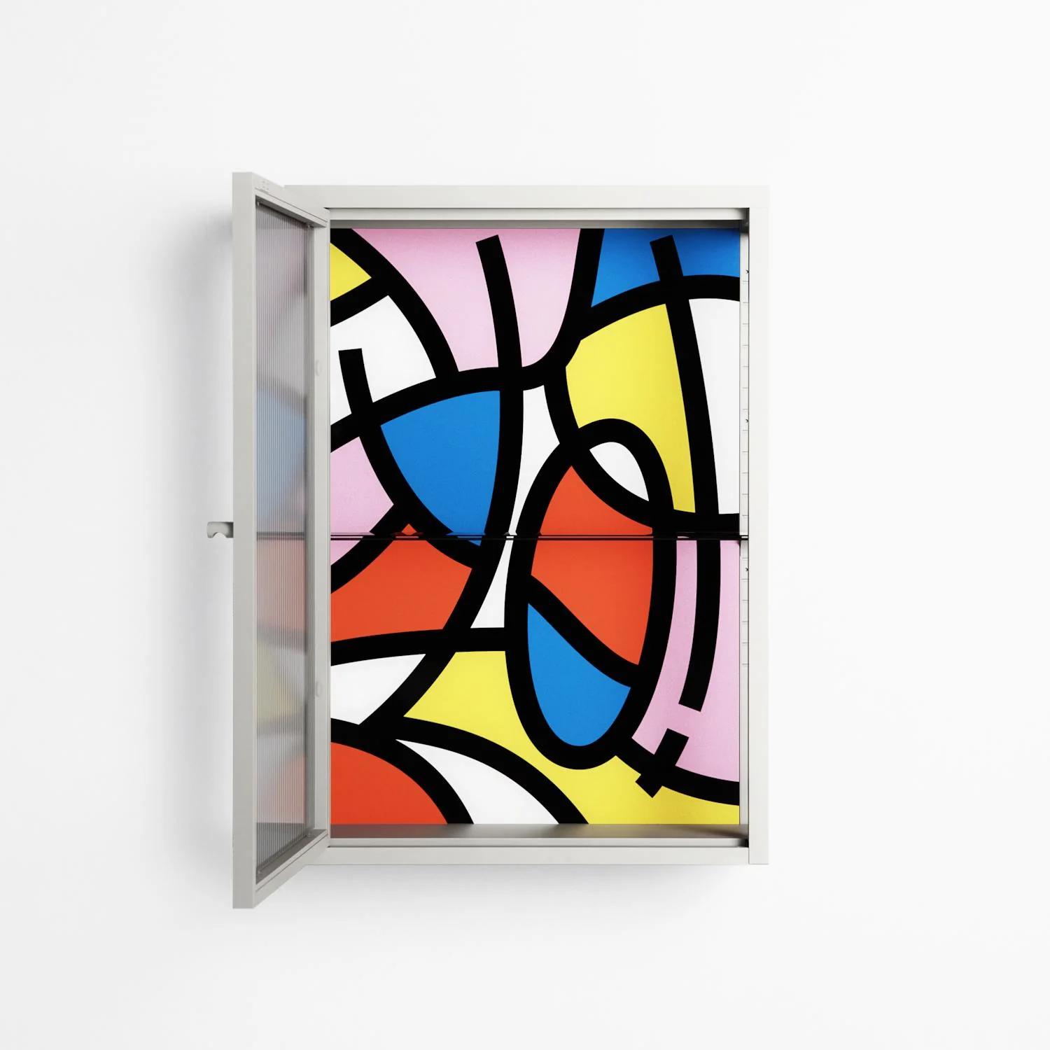 Yo - Wall Cabinet - Vratislav Pecka - Chalk - Reeded glass - Image 3