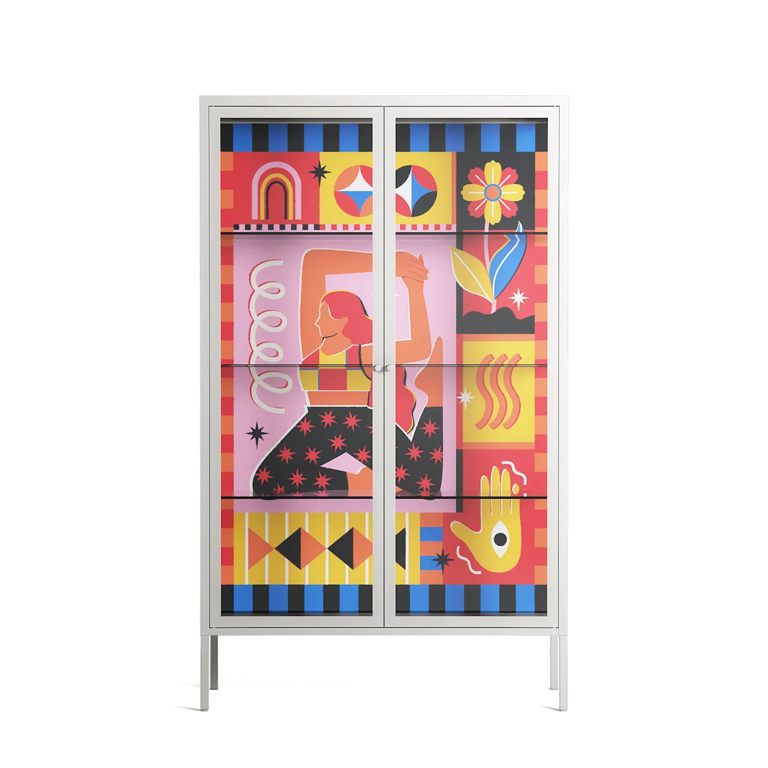 Yoga - Cabinet - Heather Zhou - Chalk - Clear glass