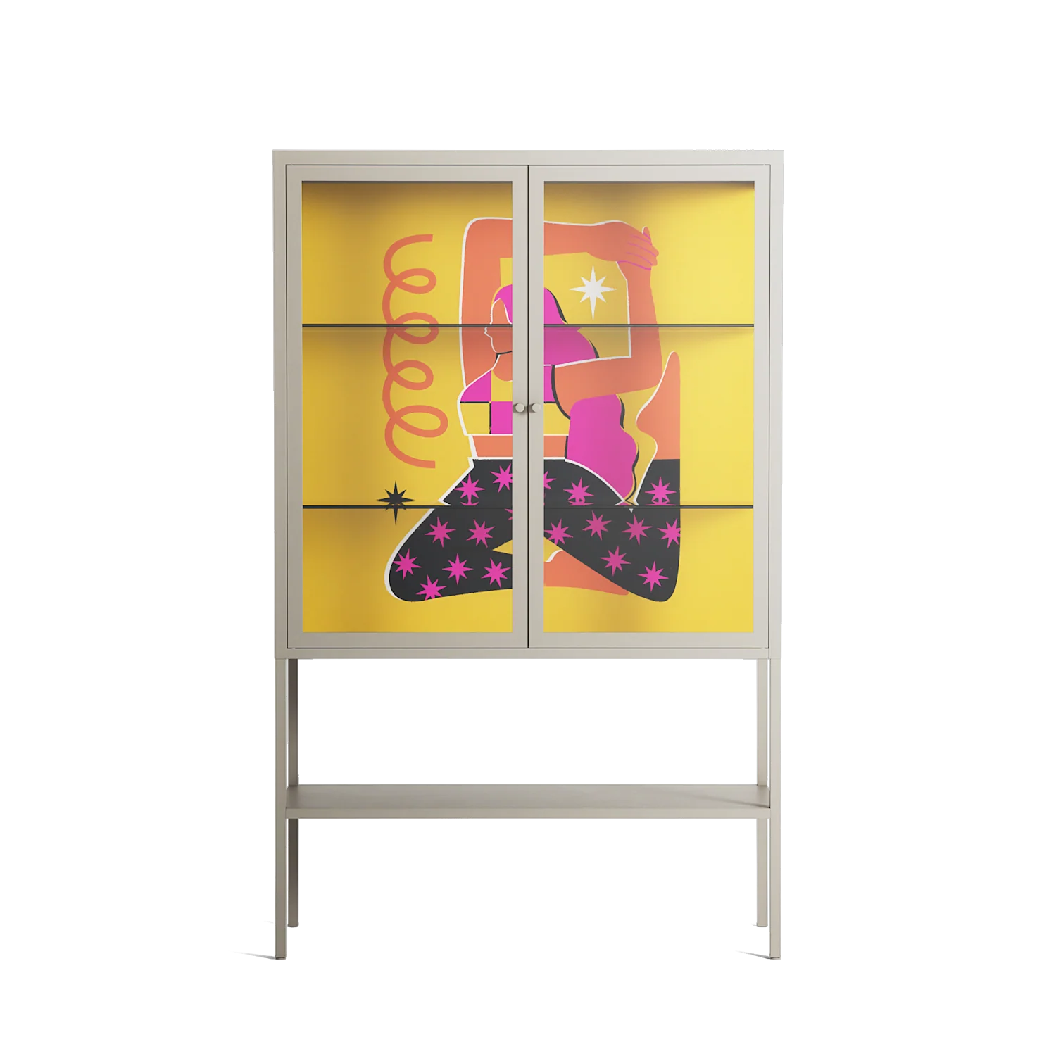 Yoga - Loft Cabinet - Heather Zhou - Pebble - Clear glass