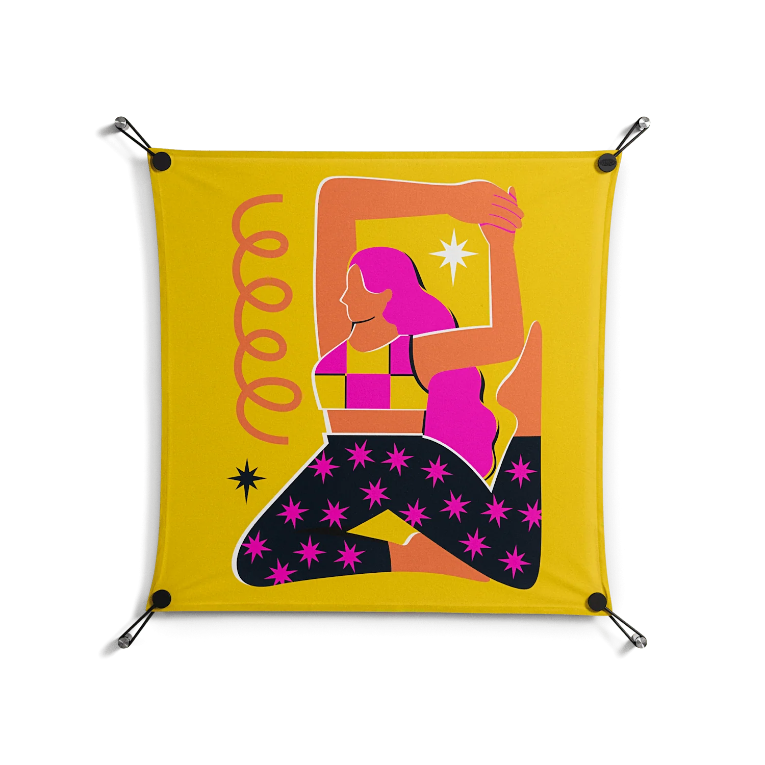 Yoga - Work On Wall - Heather Zhou - Black - 70 x 70 cm