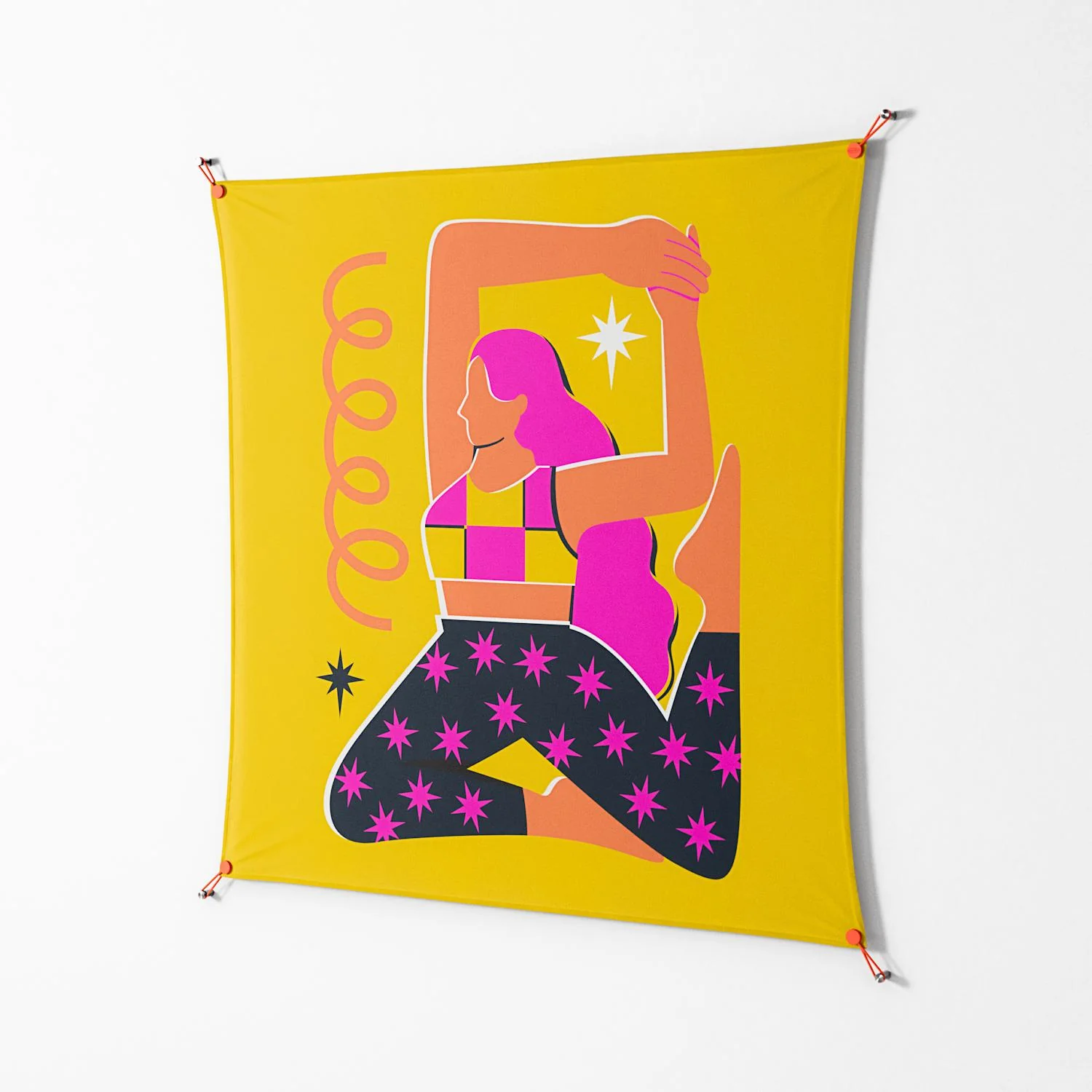 Yoga - Work on Wall - Heather Zhou - Orange - 140 x 140 cm - Image 2