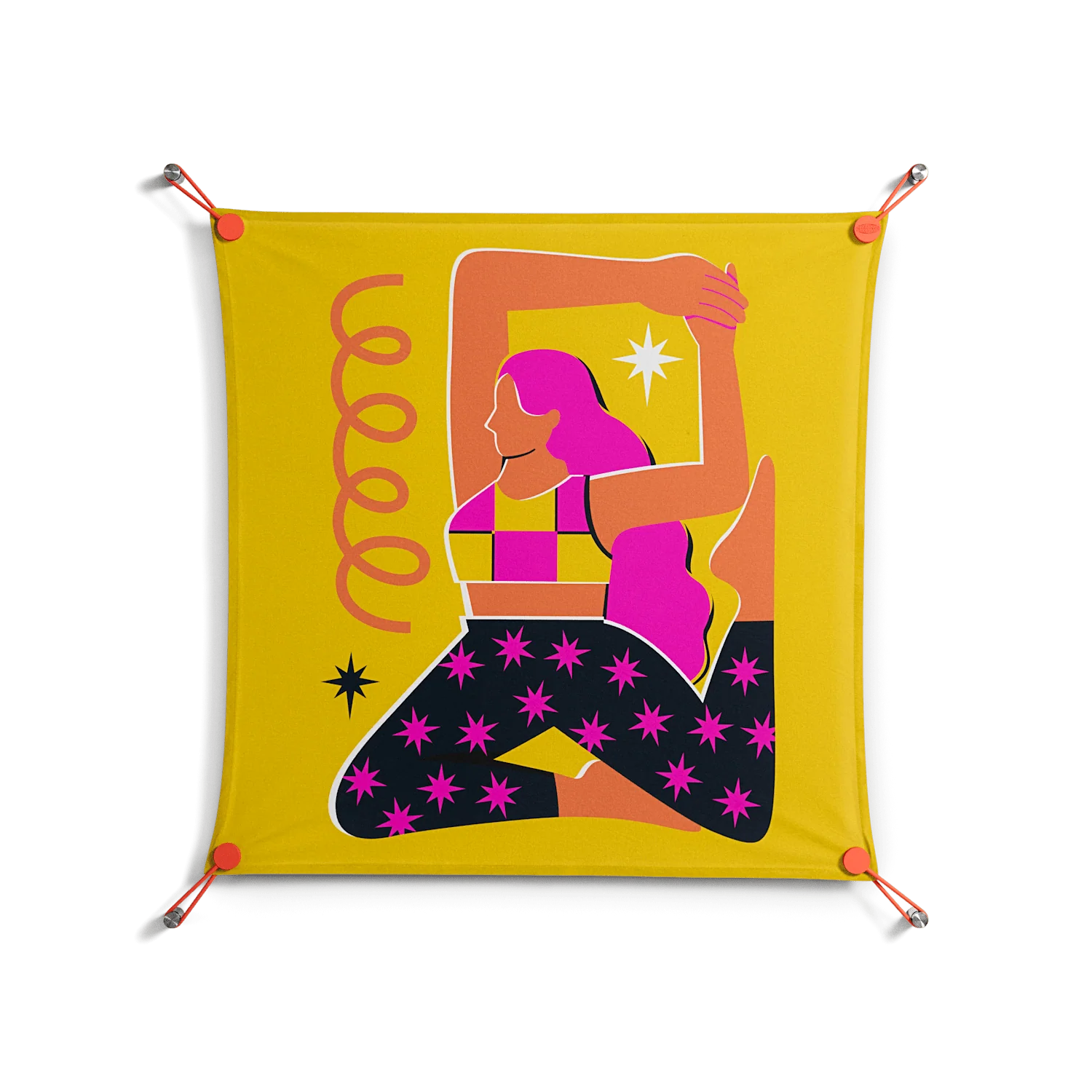 Yoga - Work On Wall - Heather Zhou - Orange - 70 x 70 cm