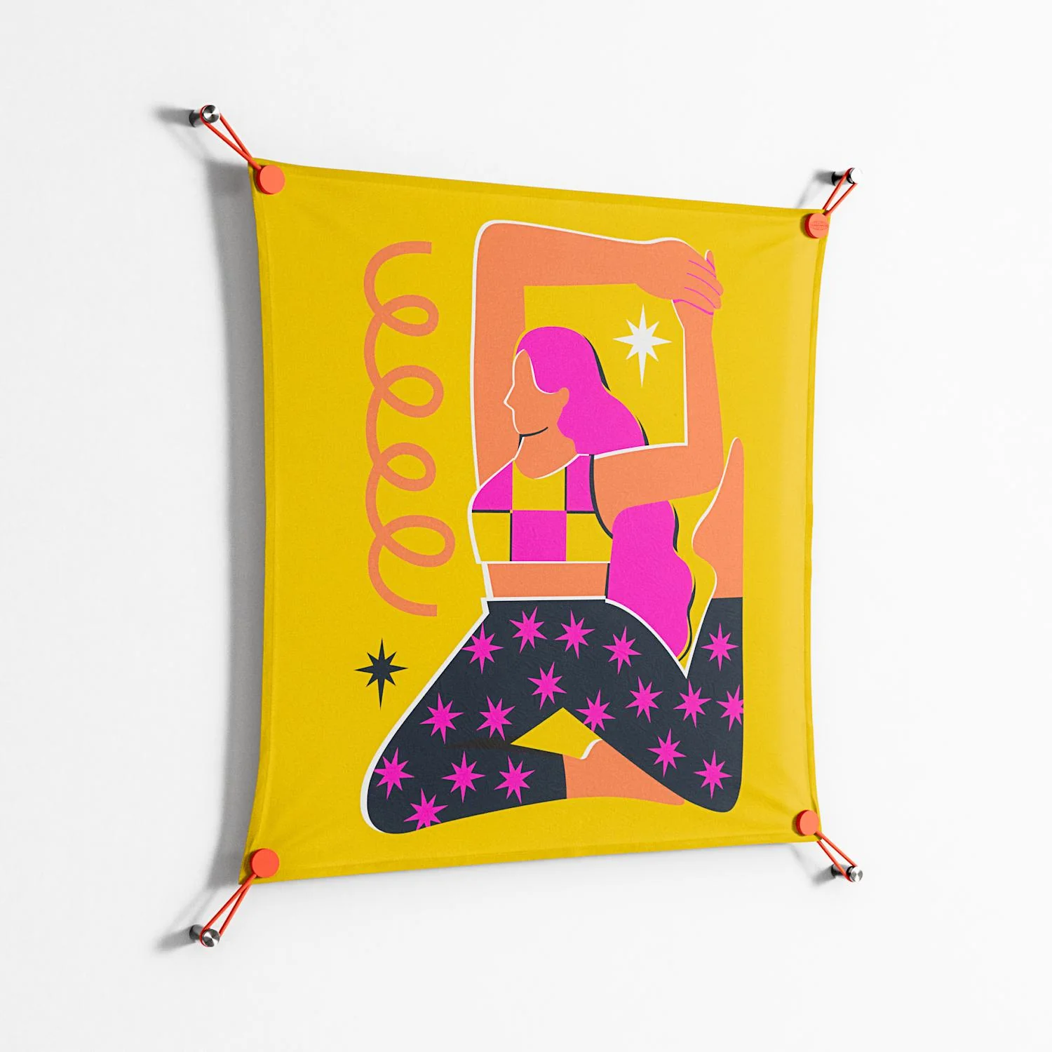Yoga - Work On Wall - Heather Zhou - Orange - 70 x 70 cm - Image 2