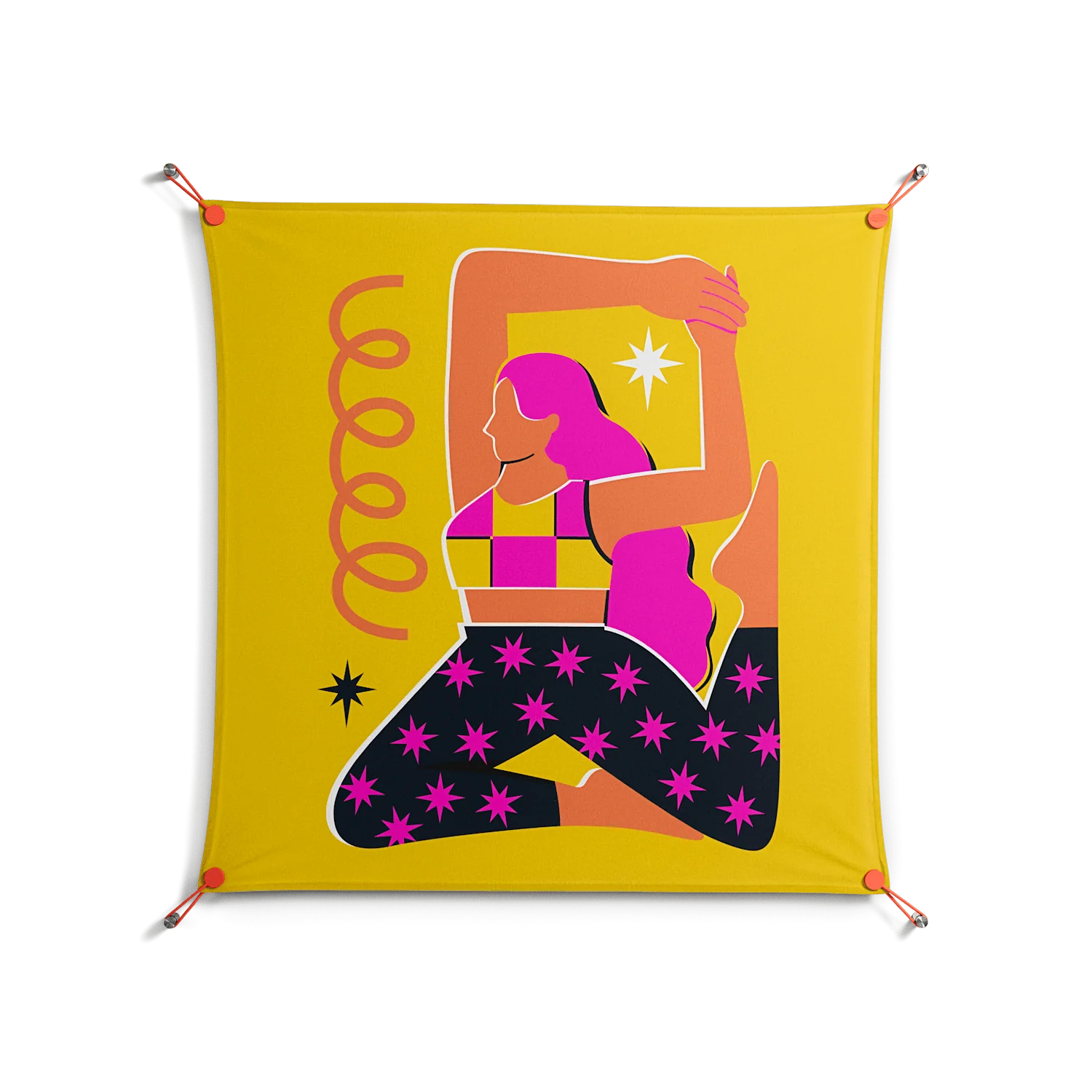 Yoga - Work on Wall - Heather Zhou - Orange - 90 x 90 cm