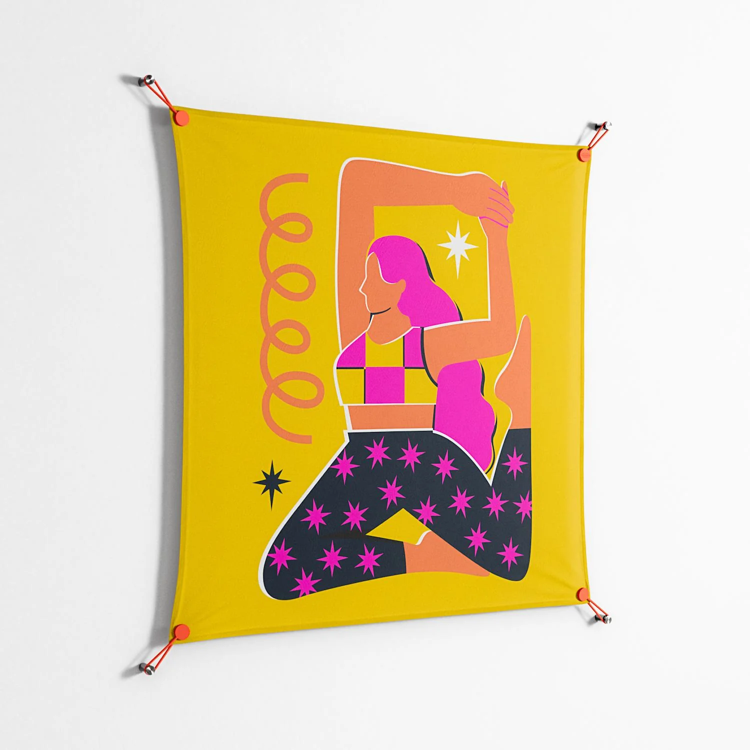 Yoga - Work on Wall - Heather Zhou - Orange - 90 x 90 cm - Image 2