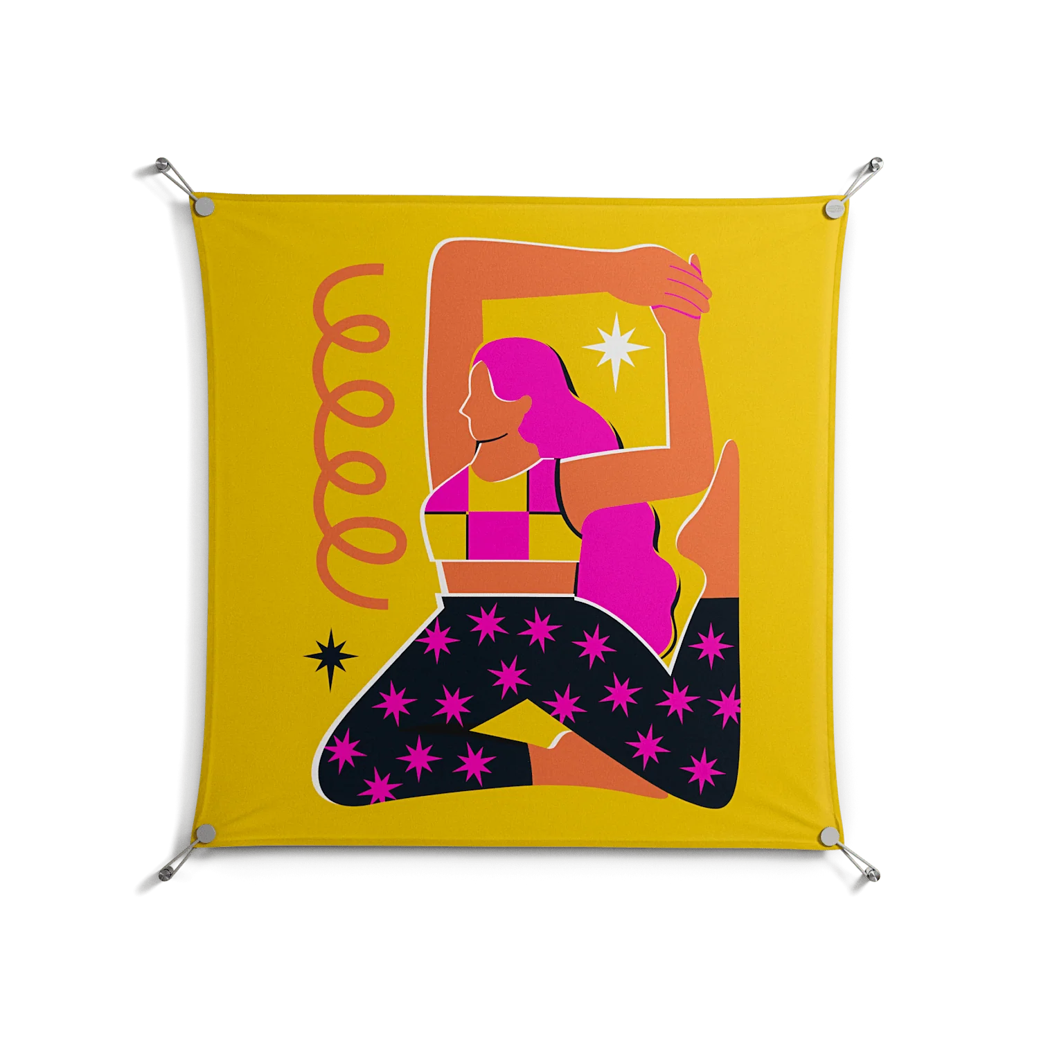 Yoga - Work on Wall - Heather Zhou - Silver - 90 x 90 cm