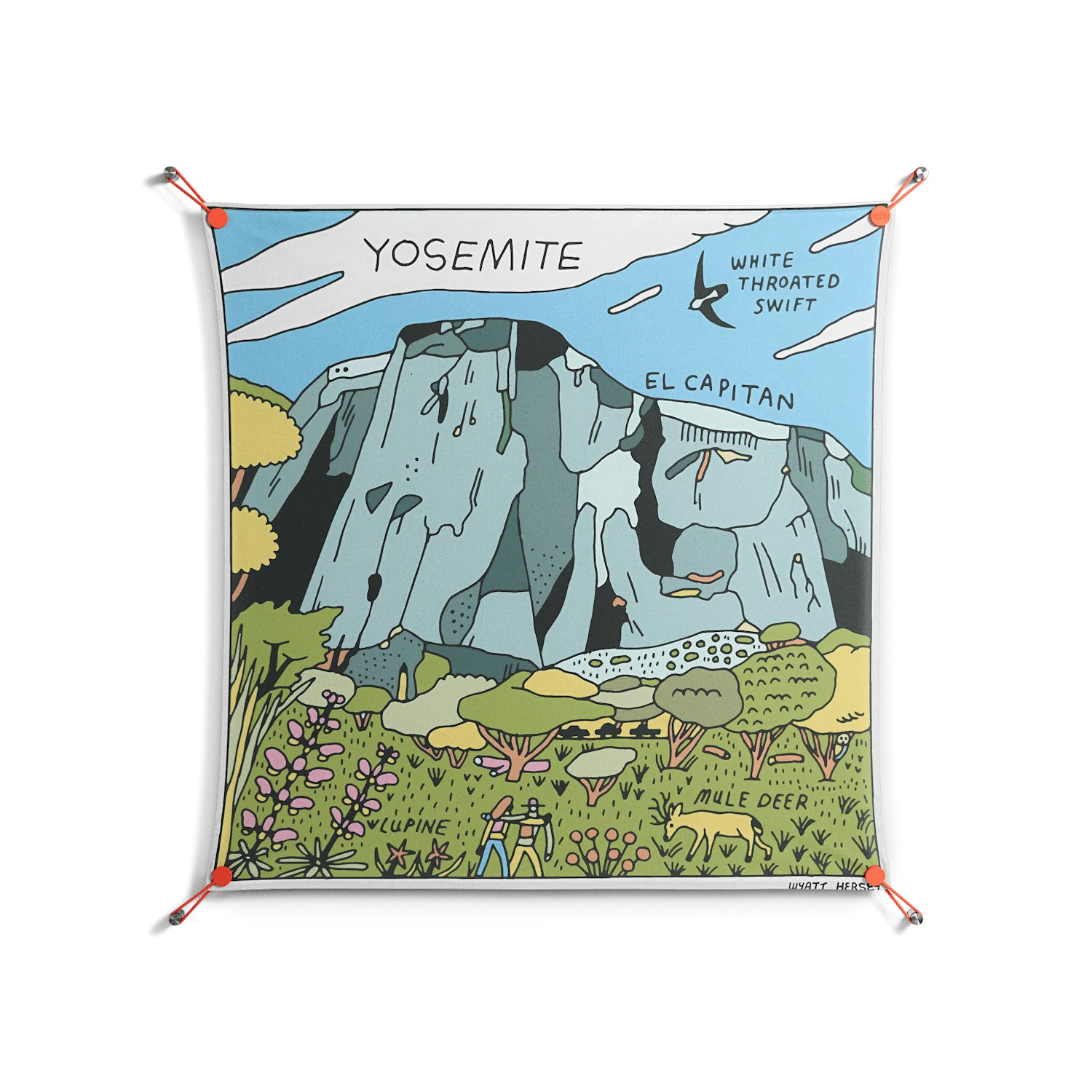 Yosemite - Work On Wall - Wyatt Hersey - Orange - 90 x 90 cm