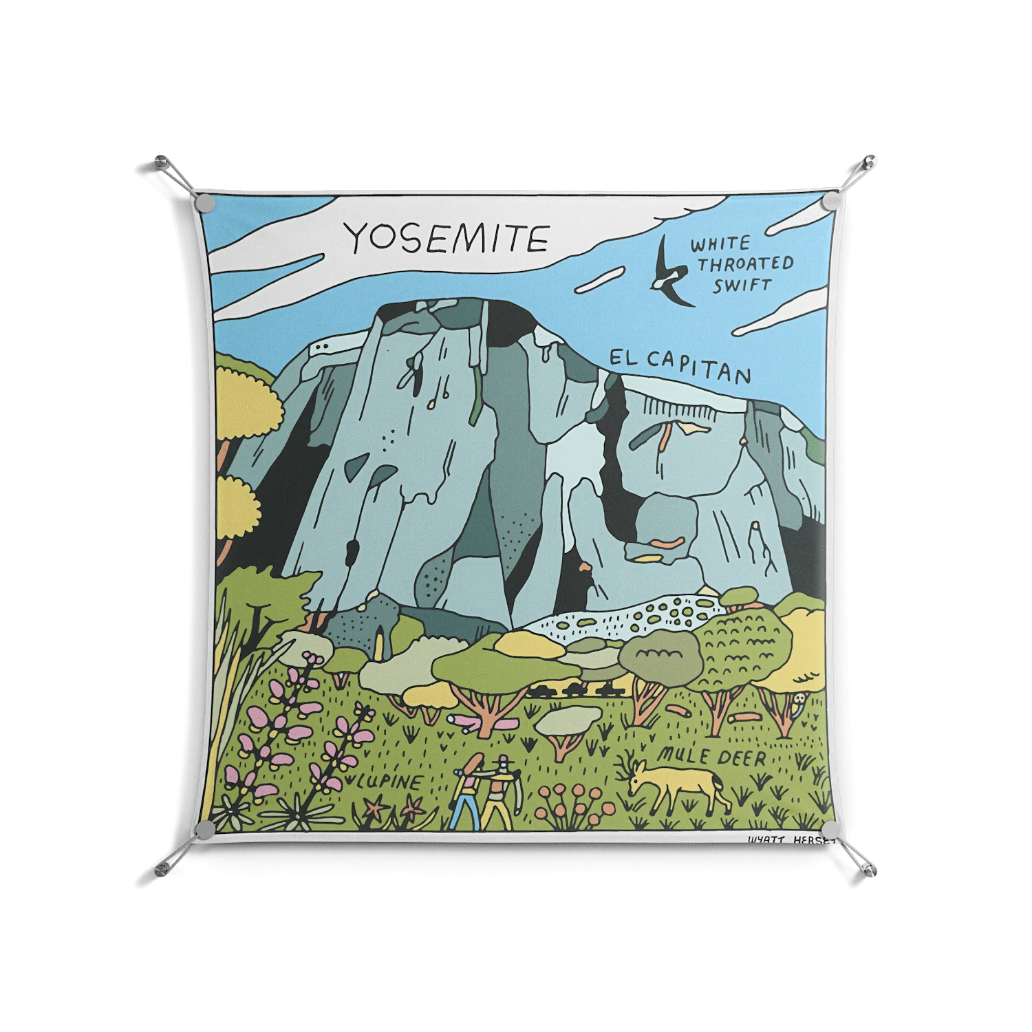 Yosemite - Work On Wall - Wyatt Hersey - Silver - 90 x 90 cm