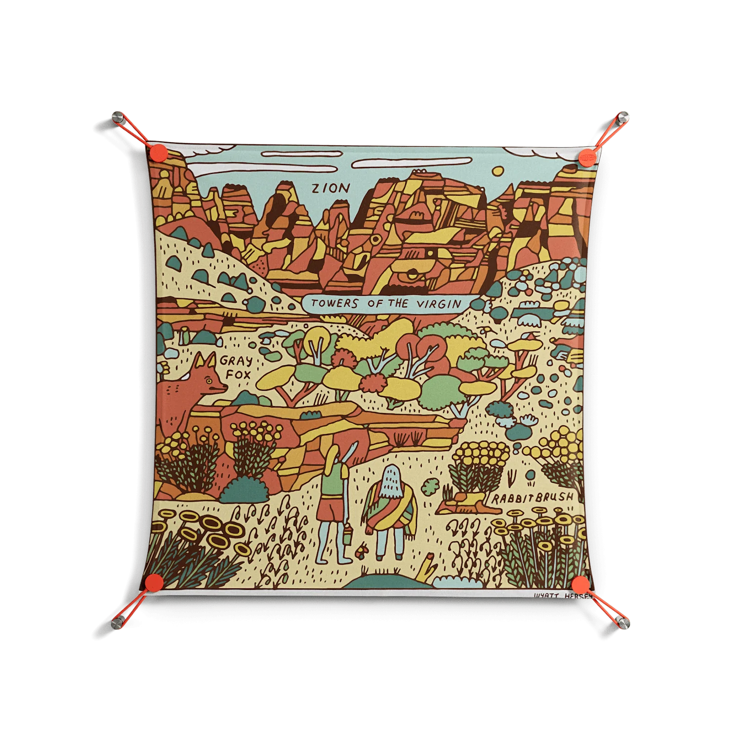 Zion - Work On Wall - Wyatt Hersey - Orange - 70 x 70 cm
