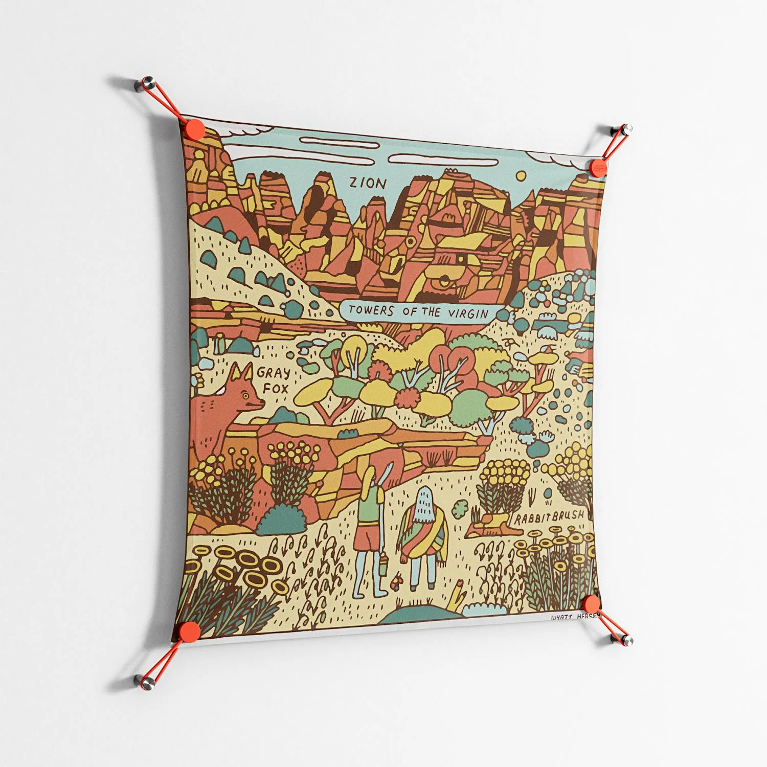Zion - Work On Wall - Wyatt Hersey - Orange - 70 x 70 cm - Image 2