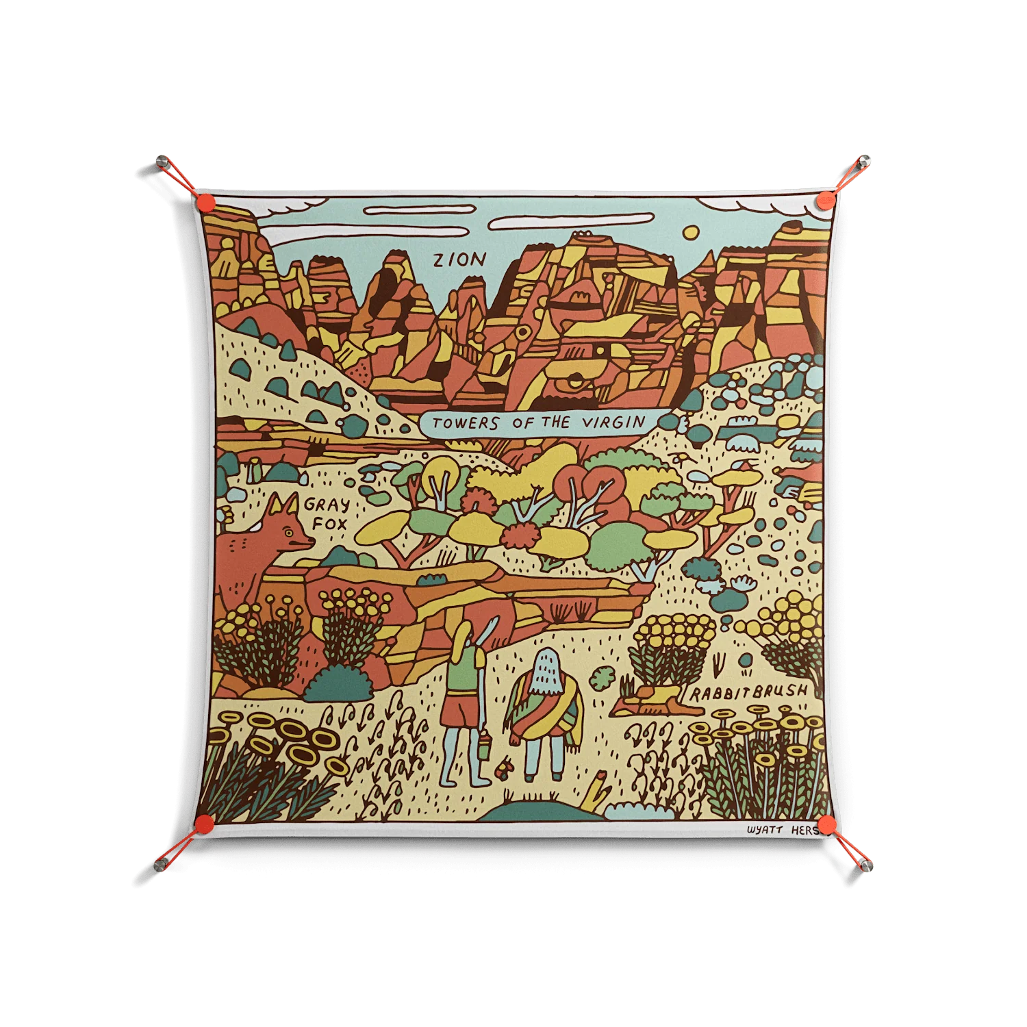 Zion - Work On Wall - Wyatt Hersey - Orange - 90 x 90 cm
