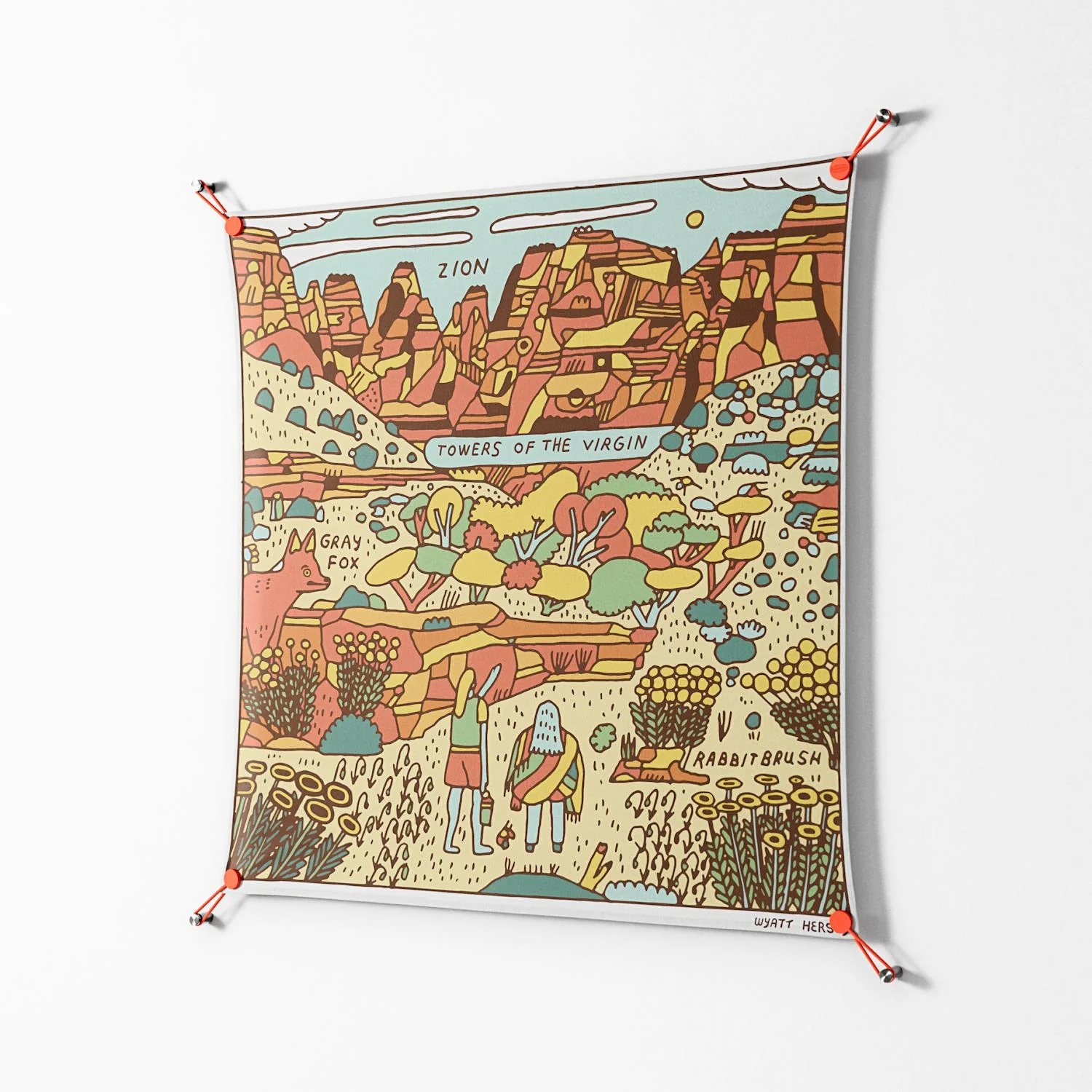 Zion - Work On Wall - Wyatt Hersey - Orange - 90 x 90 cm - Image 2