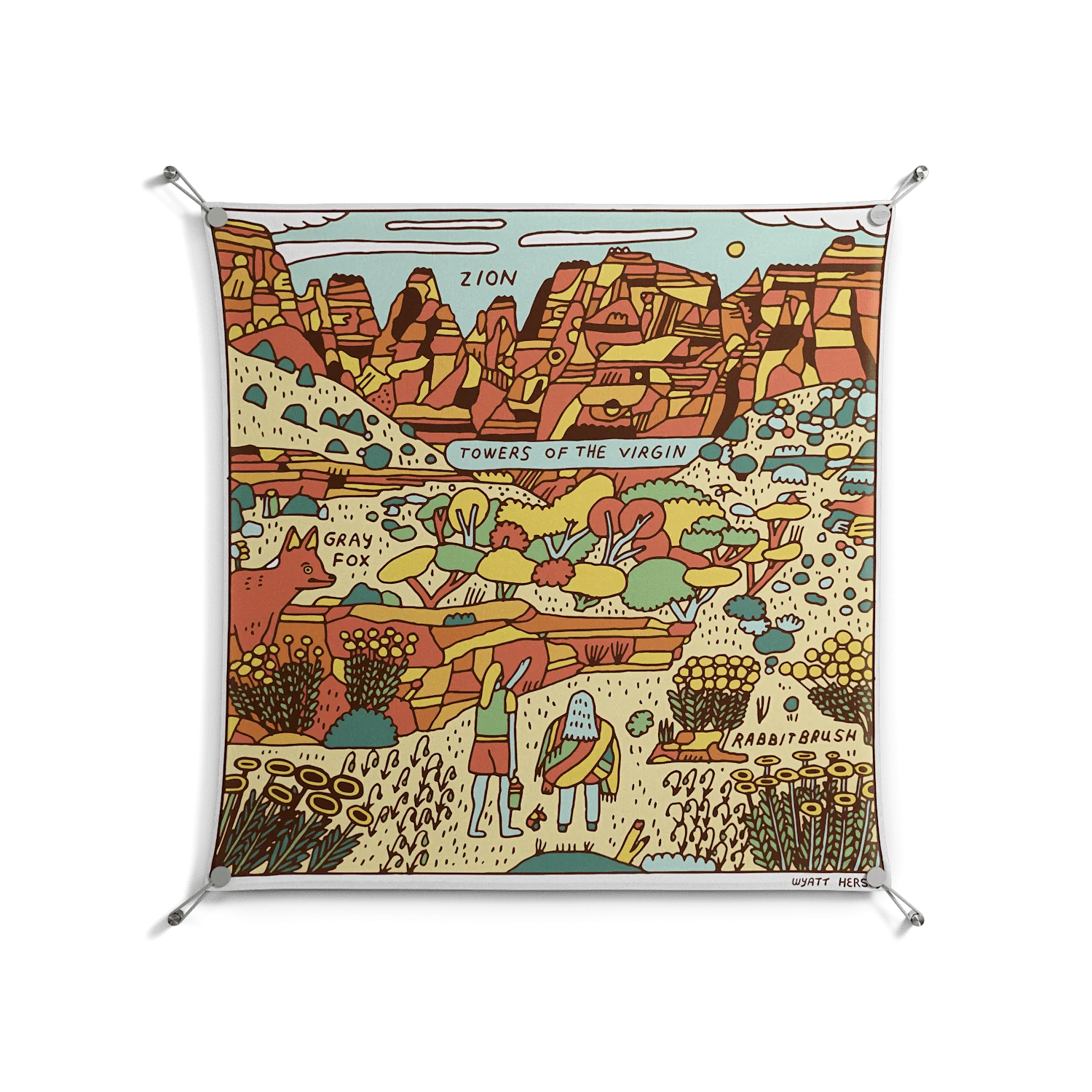 Zion - Work On Wall - Wyatt Hersey - Silver - 90 x 90 cm
